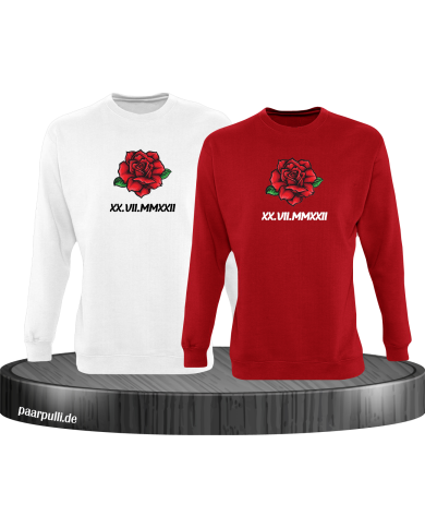 Römisches Wunschdatum mit Rose Set weiß-rot Römisches Wunschdatum mit Rose Set weiß-rot