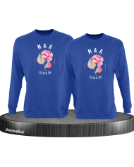 Wunschdatum mit Initialen Set blau