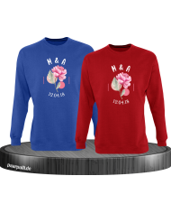 Wunschdatum mit Initialen Set blau-rot