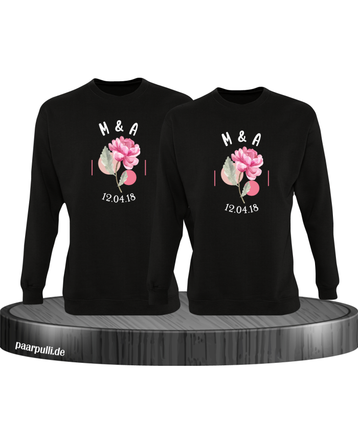 Wunschdatum mit Initialen Set schwarz