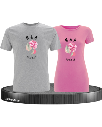 Wunschdatum mit Initialen Set grau-rosa Wunschdatum mit Initialen Set grau-rosa