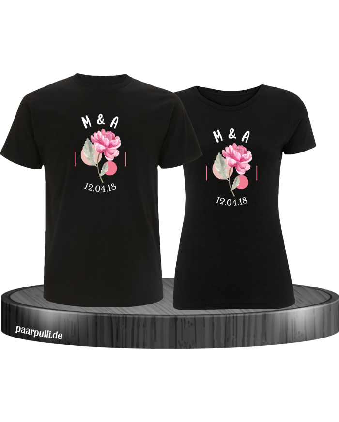 Wunschdatum mit Initialen Set schwarz