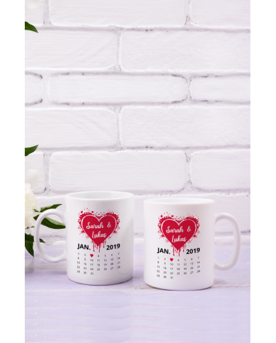 Kalender mit Wunschnamen Tassen-Set