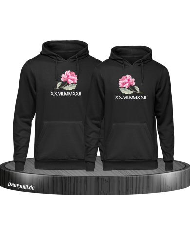 Rose mit Wunschdatum in römischen Zahlen schwarz Rose mit Wunschdatum in römischen Zahlen schwarz
