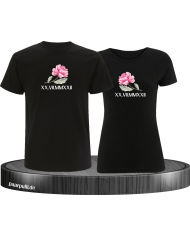 Rose mit Wunschdatum in römischen Zahlen schwarz