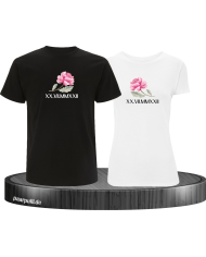 Rose mit Wunschdatum in römischen Zahlen schwarz-weiß