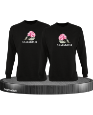 Rose mit Wunschdatum in römischen Zahlen schwarz