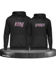 King Queen Blumenmuster schwarz