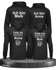 Partnerlook Hoodies bedruckt mit Wenn ich betrunken bin bringt mich zu