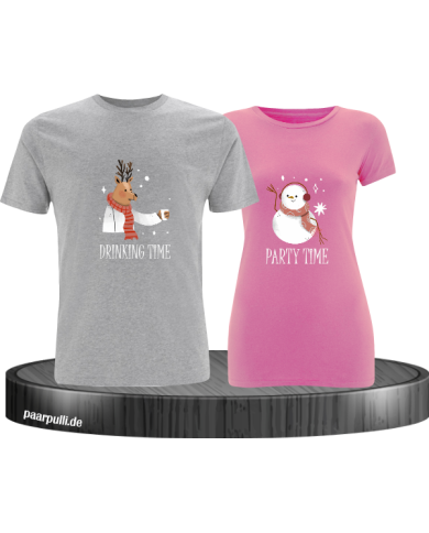Drinking Time Party Time Shirt grau-rosa Drinking Time Party Time Shirt grau-rosa
