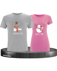 Drinking Time Party Time Shirt grau-rosa