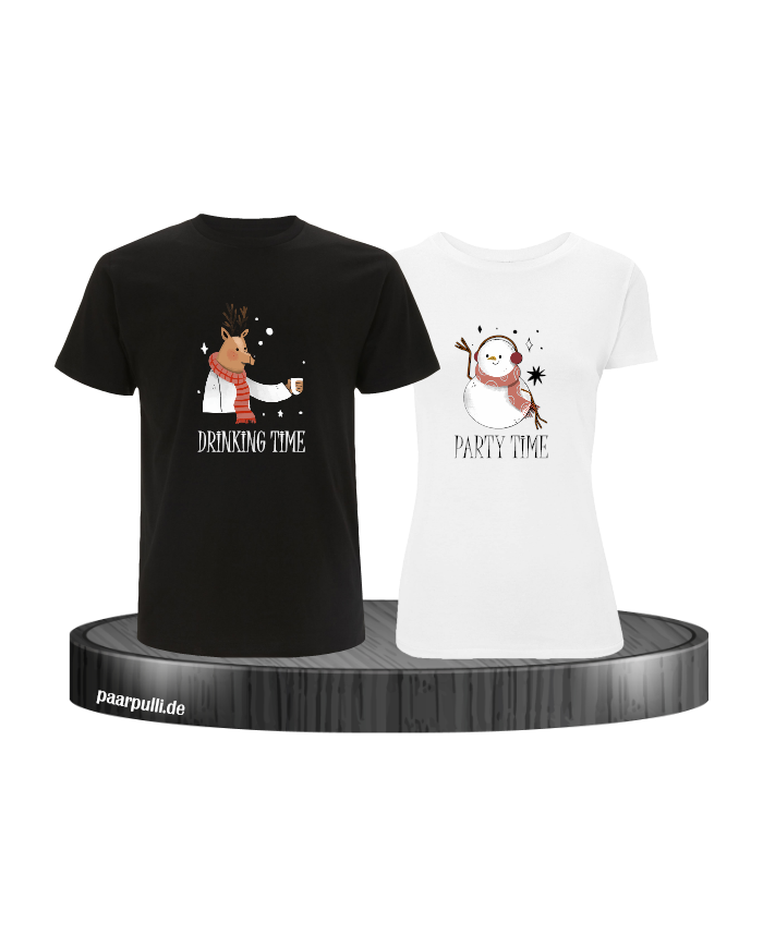 Drinking Time Party Time Shirt schwarz-weiß