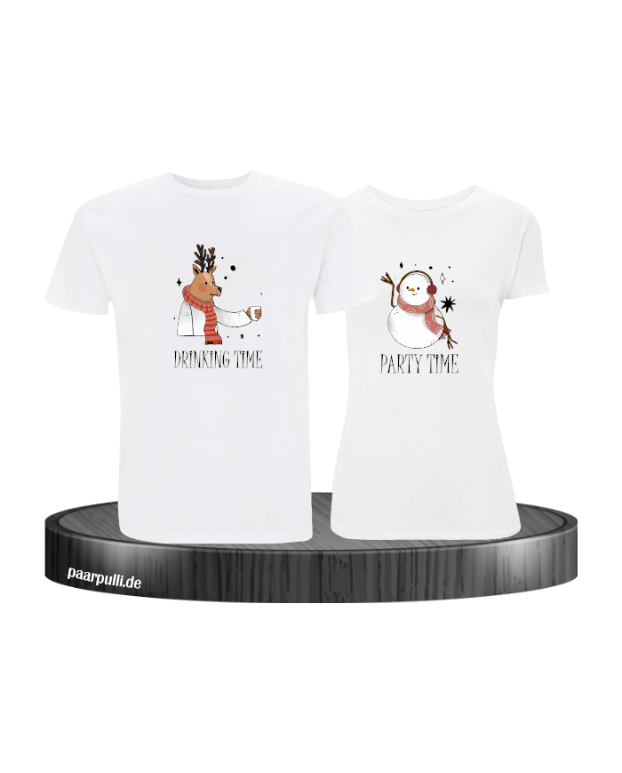 Drinking Time Party Time Shirt weiß