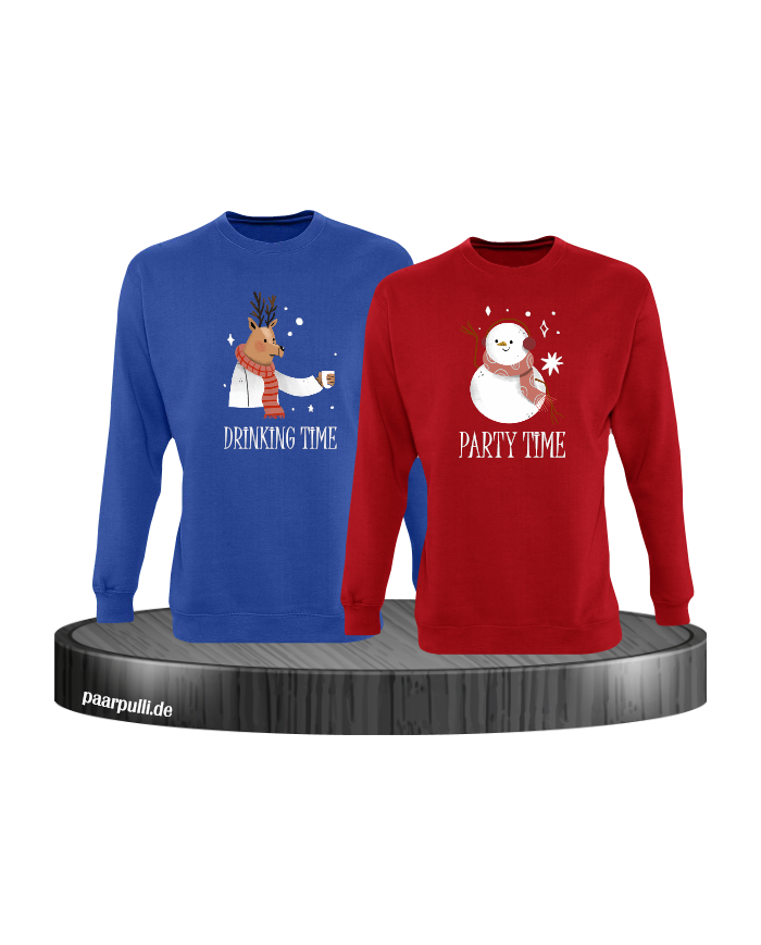 Drinking Time Party Time Sweatshirt blau-rot