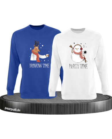 Drinking Time Party Time Sweatshirt blau-weiß Drinking Time Party Time Sweatshirt blau-weiß