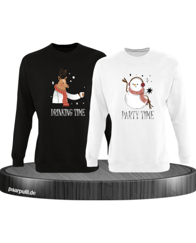 Drinking Time Party Time Sweatshirt schwarz-weiß Drinking Time Party Time Sweatshirt schwarz-weiß