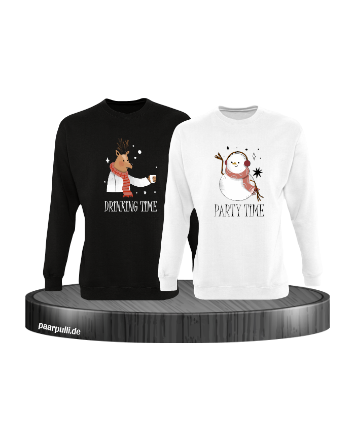 Drinking Time Party Time Sweatshirt schwarz-weiß