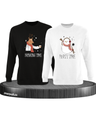 Drinking Time Party Time Sweatshirt schwarz-weiß