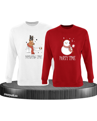 Drinking Time Party Time Sweatshirt weiß-rot Drinking Time Party Time Sweatshirt weiß-rot
