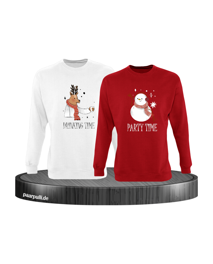 Drinking Time Party Time Sweatshirt weiß-rot
