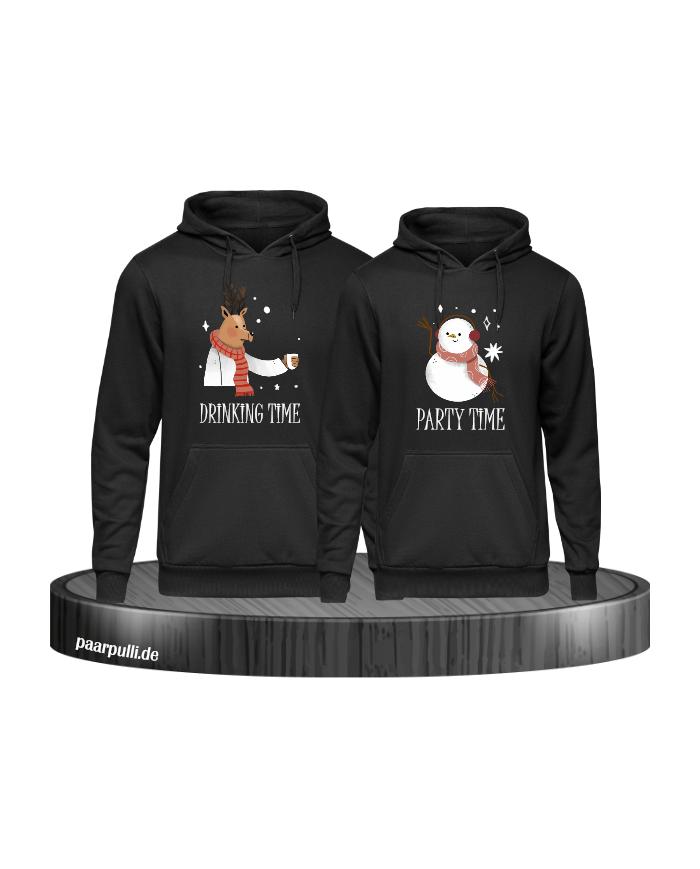 Drinking Time Party Time Hoodie schwarz