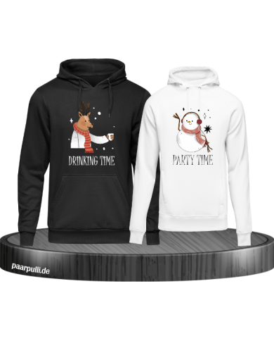 Drinking Time Party Time Hoodie schwarz-weiß Drinking Time Party Time Hoodie schwarz-weiß