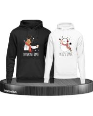 Drinking Time Party Time Hoodie schwarz-weiß