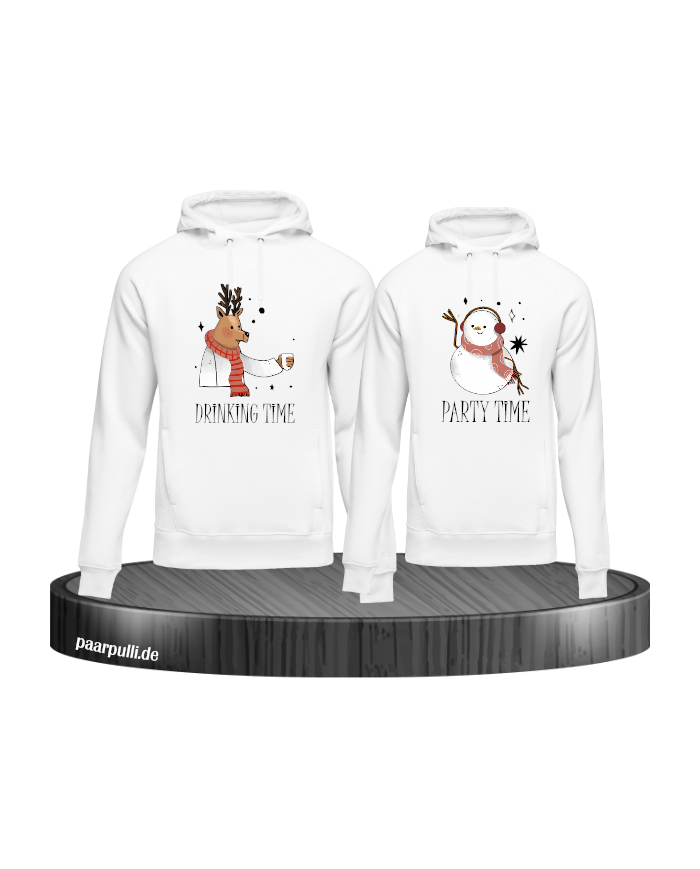 Drinking Time Party Time Hoodie weiß