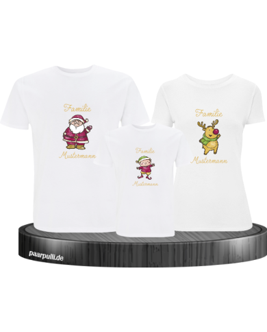 Weihnachten Familie mit Wunschname weiß Weihnachten Familie mit Wunschname weiß