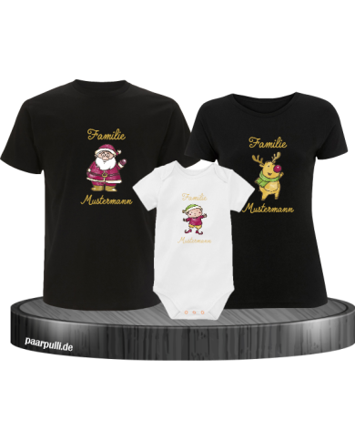 Weihnachten Familie mit Wunschname schwarz-weiß Weihnachten Familie mit Wunschname schwarz-weiß