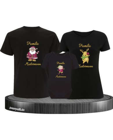 Weihnachten Familie mit Wunschname schwarz