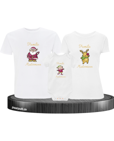Weihnachten Familie mit Wunschname weiß Weihnachten Familie mit Wunschname weiß