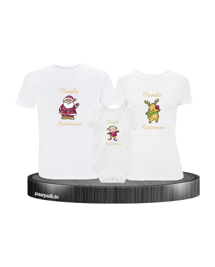 Weihnachten Familie mit Wunschname weiß