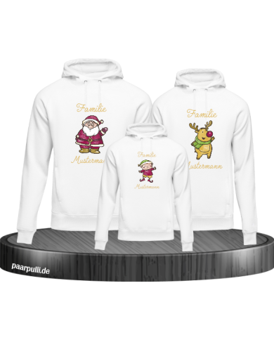 Weihnachten Familie mit Wunschname weiß Weihnachten Familie mit Wunschname weiß