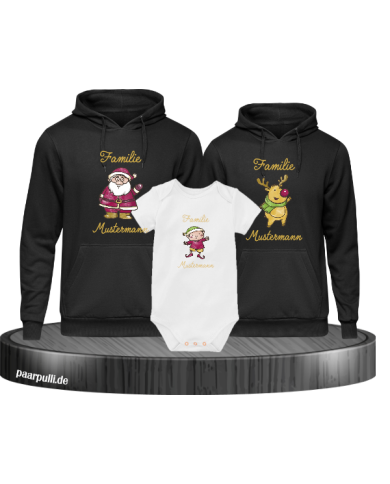 Weihnachten Familie mit Wunschname schwarz-weiß Weihnachten Familie mit Wunschname schwarz-weiß