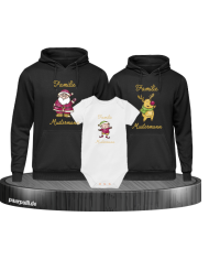 Weihnachten Familie mit Wunschname schwarz-weiß