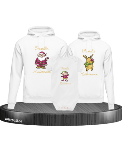 Weihnachten Familie mit Wunschname weiß Weihnachten Familie mit Wunschname weiß