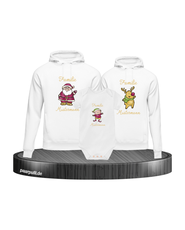 Weihnachten Familie mit Wunschname weiß