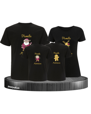 Weihnachten Familie mit Wunschname schwarz