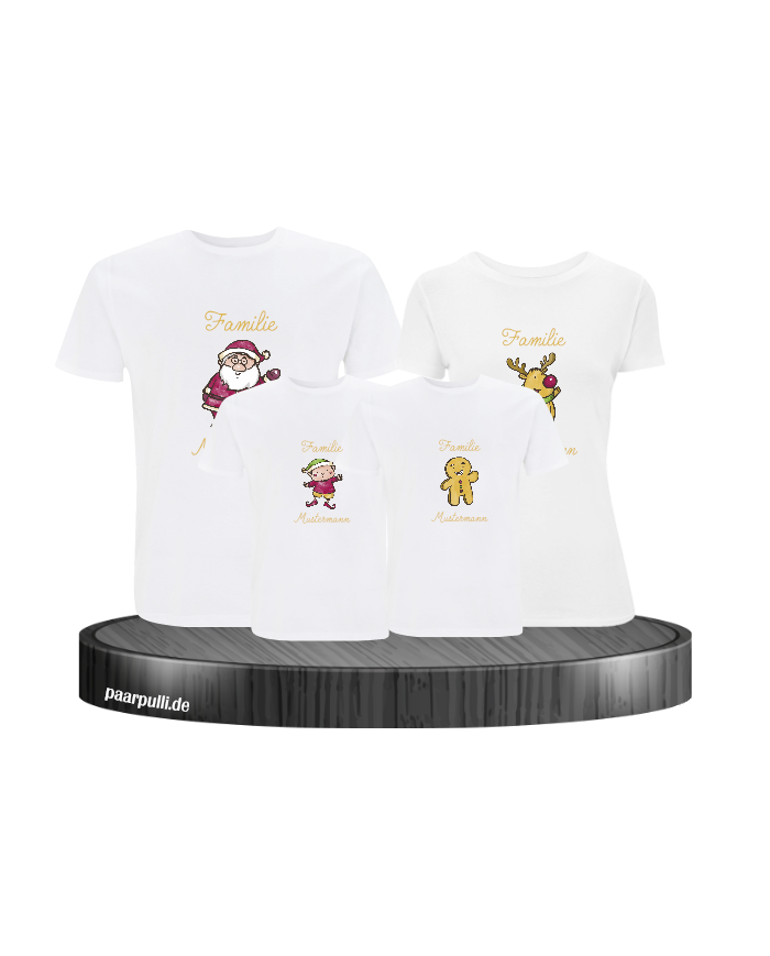 Weihnachten Familie mit Wunschname weiß