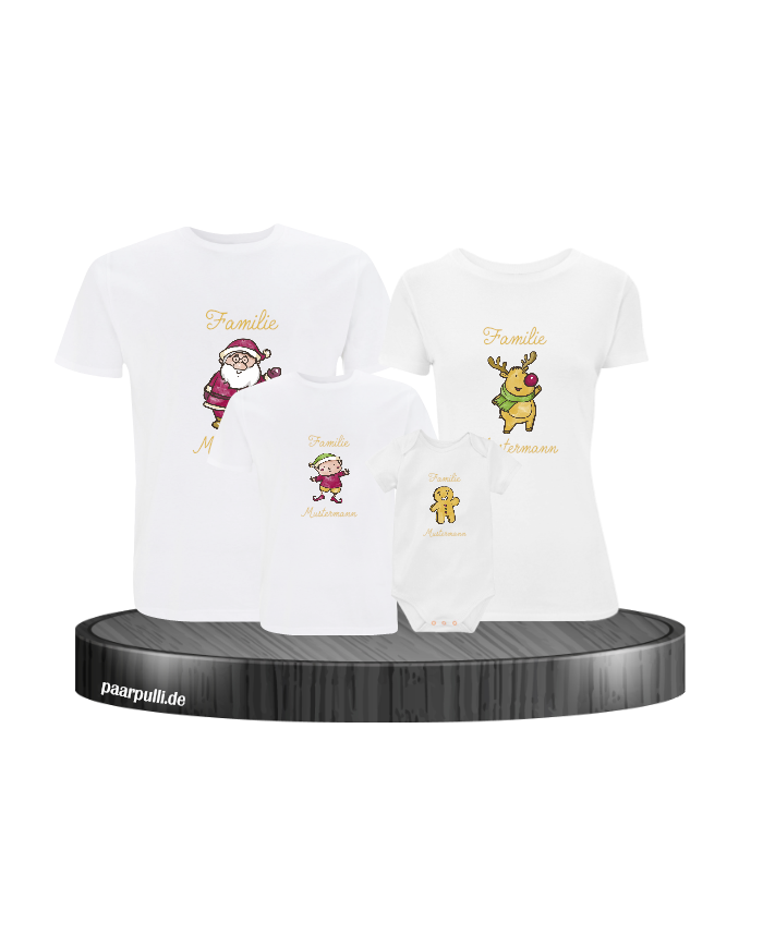 Weihnachten Familie mit Wunschname weiß