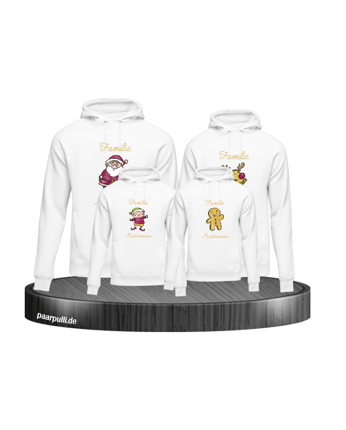 Weihnachten Familie mit Wunschname weiß