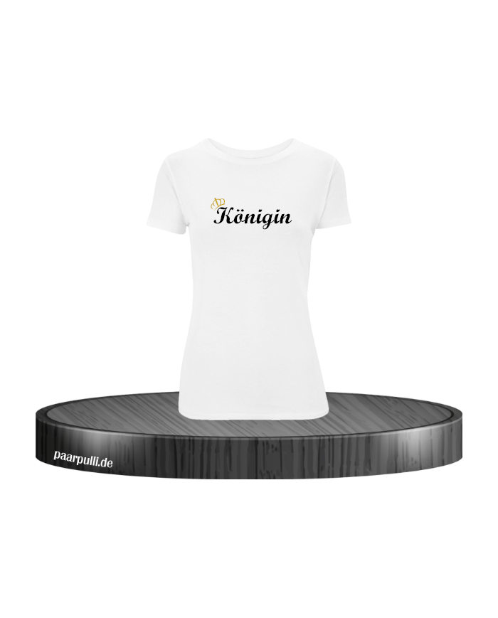 Königin goldene Krone Damen T-Shirt weiß Größe L