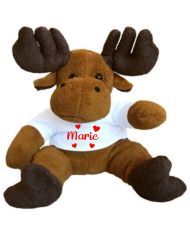 Kuscheltier mit Wunschname und Herzen