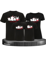 Weihnachten Familie Frohe Weihnachten 4er Set T-Shirts Partnerlook schwarz