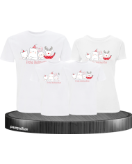 Weihnachten Familie Frohe Weihnachten 4er Set T-Shirts Partnerlook weiß