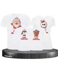 Weihnachten süße Tiere Mit Wunschname 4er Set Familienlook T-Shirt weiß