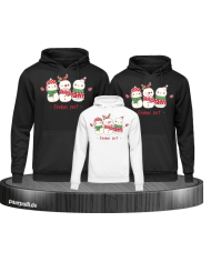 Frohes Fest Schneemann 3er Set Familienlook Hoodie schwarz weiß