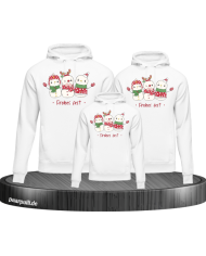 Frohes Fest Schneemann 3er Set Familienlook Hoodie weiß