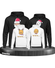 Ho Ho Ho... Weihnachtshoodies 4er Set Familienlook Hoodie schwarz weiß